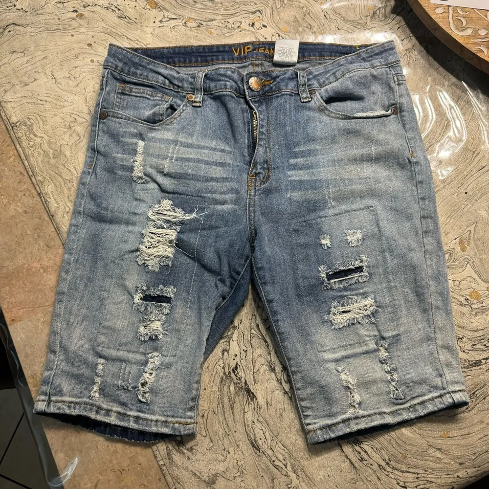 Women’s denim Jean distressed ripped shorts Size 13/14
Brand is Vip In great Blue - Image 2