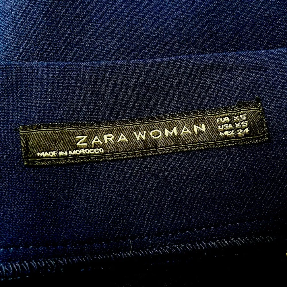 Zara Woman Paper Bag Waist Midi Belted Skirt Dark Blue Size XSmall - Image 3