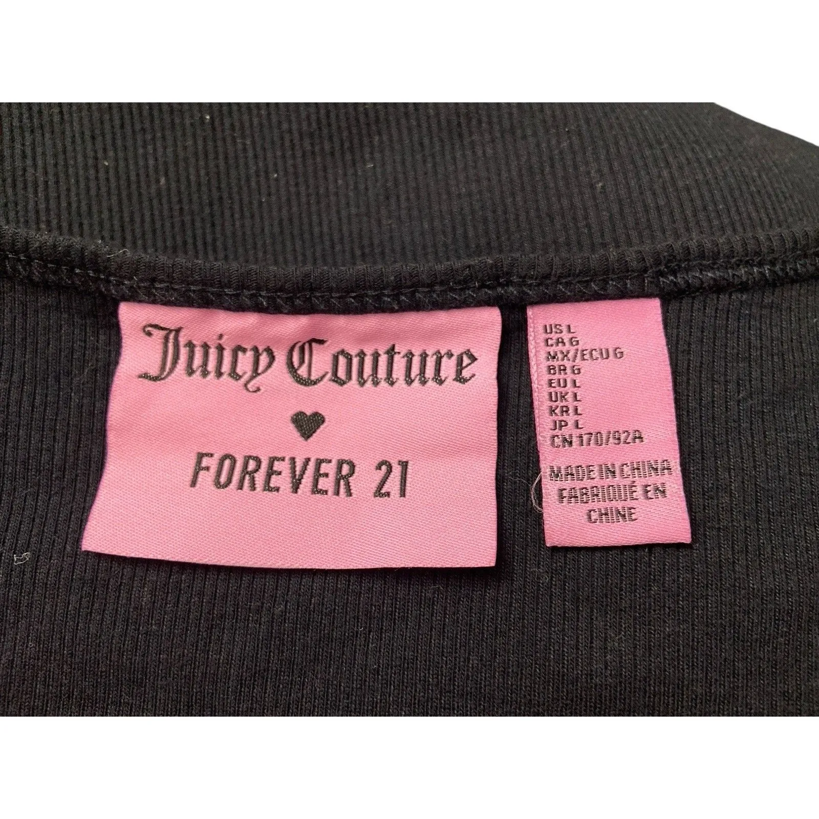 Juicy Couture Forever 21 Black Rhinestone Crop Tank‎ Top Women’s Sz L  Y2K Style - Image 7