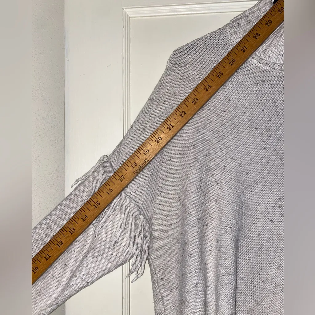 Aerie Oatmeal Fringe Sleeve Turtleneck Sweater Large Knit Cotton Boho - Image 2