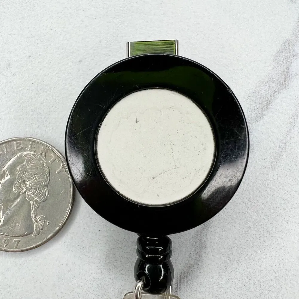 Black White Clip On Retractable School Work Badge ID Holder - Image 5