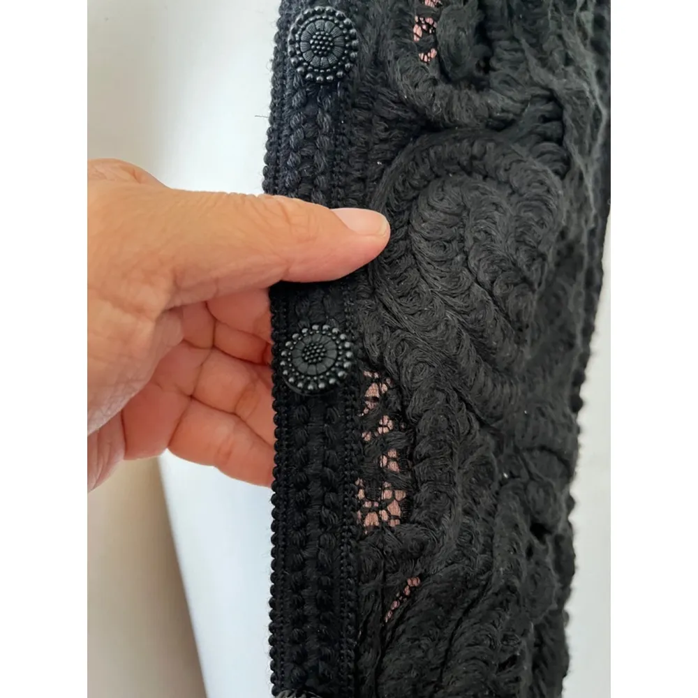 Byron Lars beauty mark Black sheath gothic chantilly lace Victorian dress Size 2 - Image 4