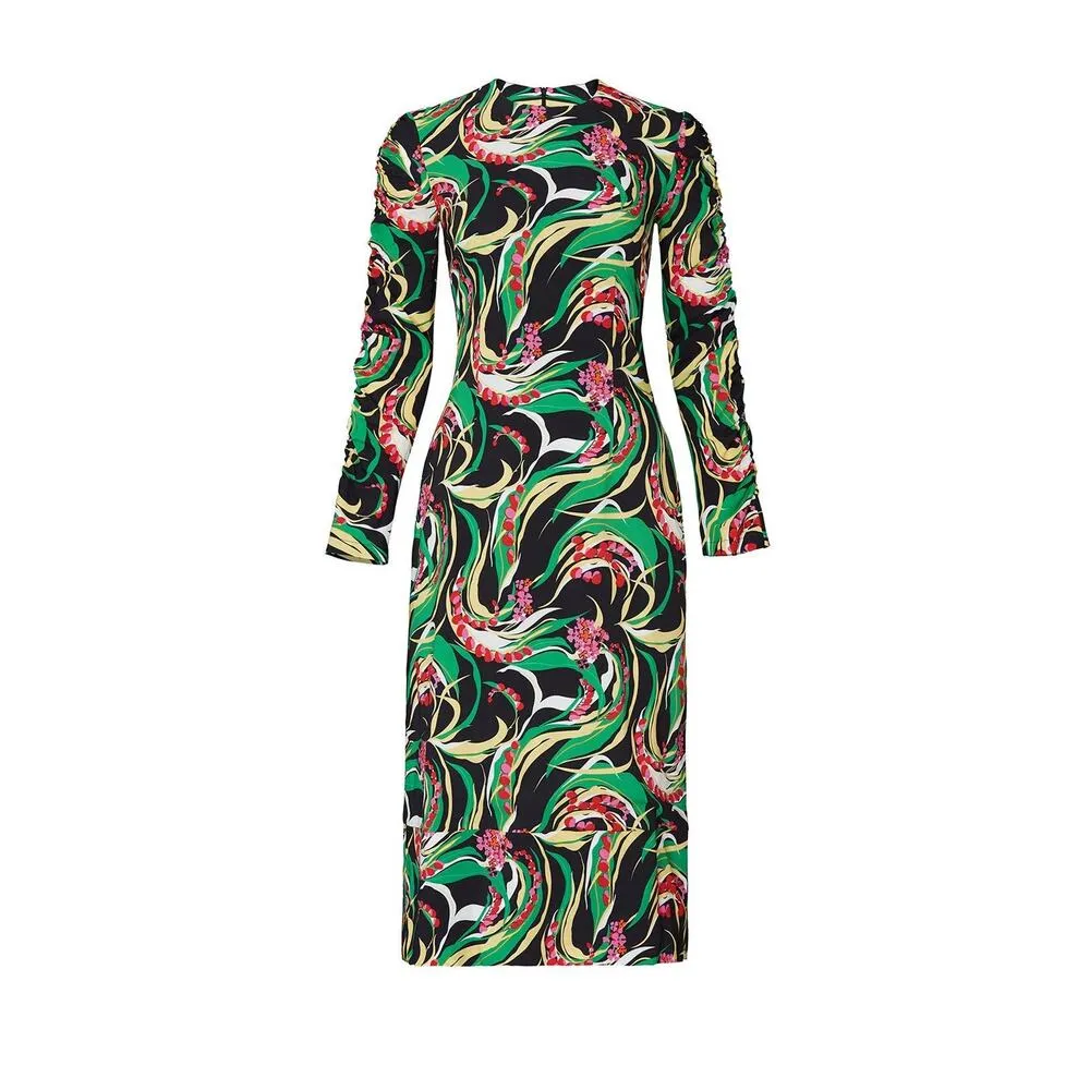 La DoubleJ Tinder Multicolor Floral Print Long Sleeve Midi Dress Size Black Size XS - Image 5