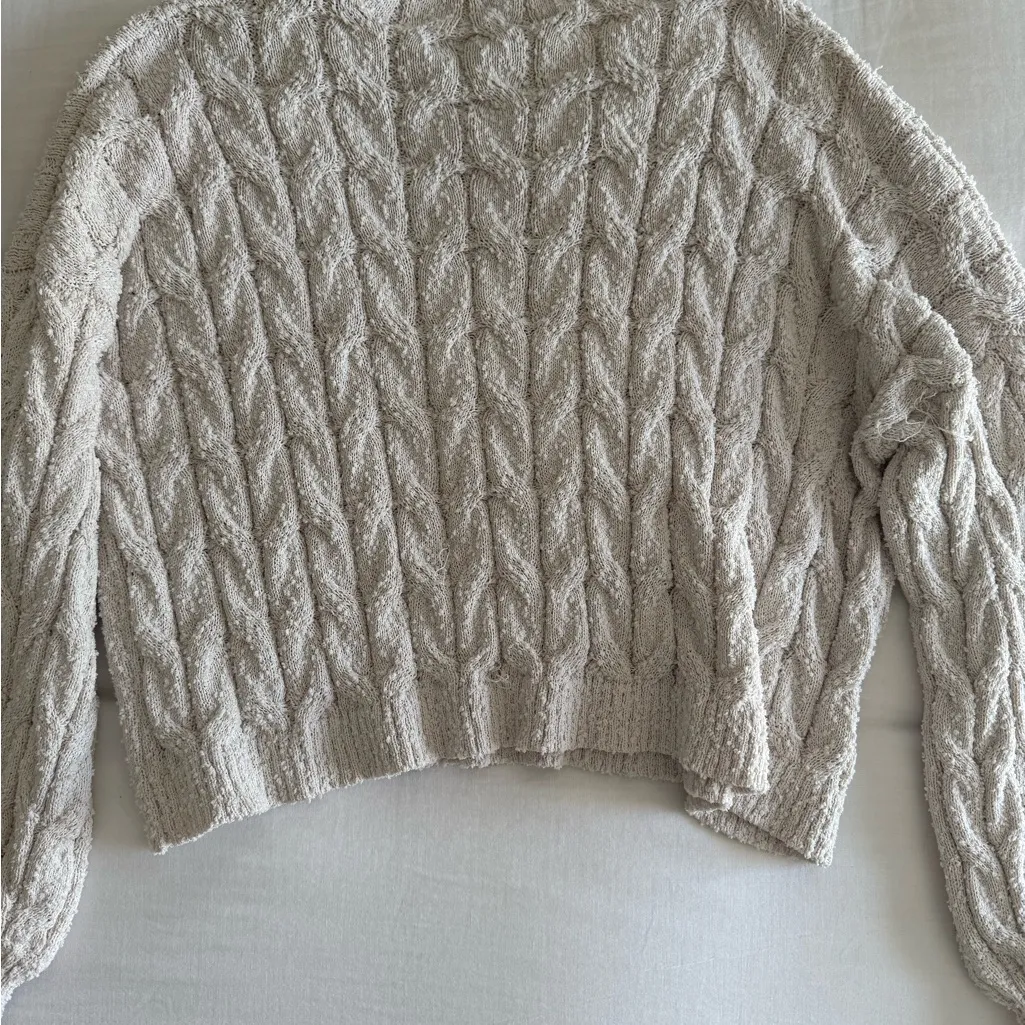 Altar'd State Cream Cable Knit Sweater - Image 3