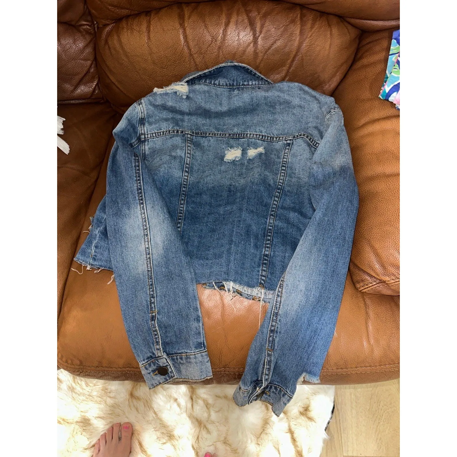 Blue Ripped Jean Jacket - Image 3