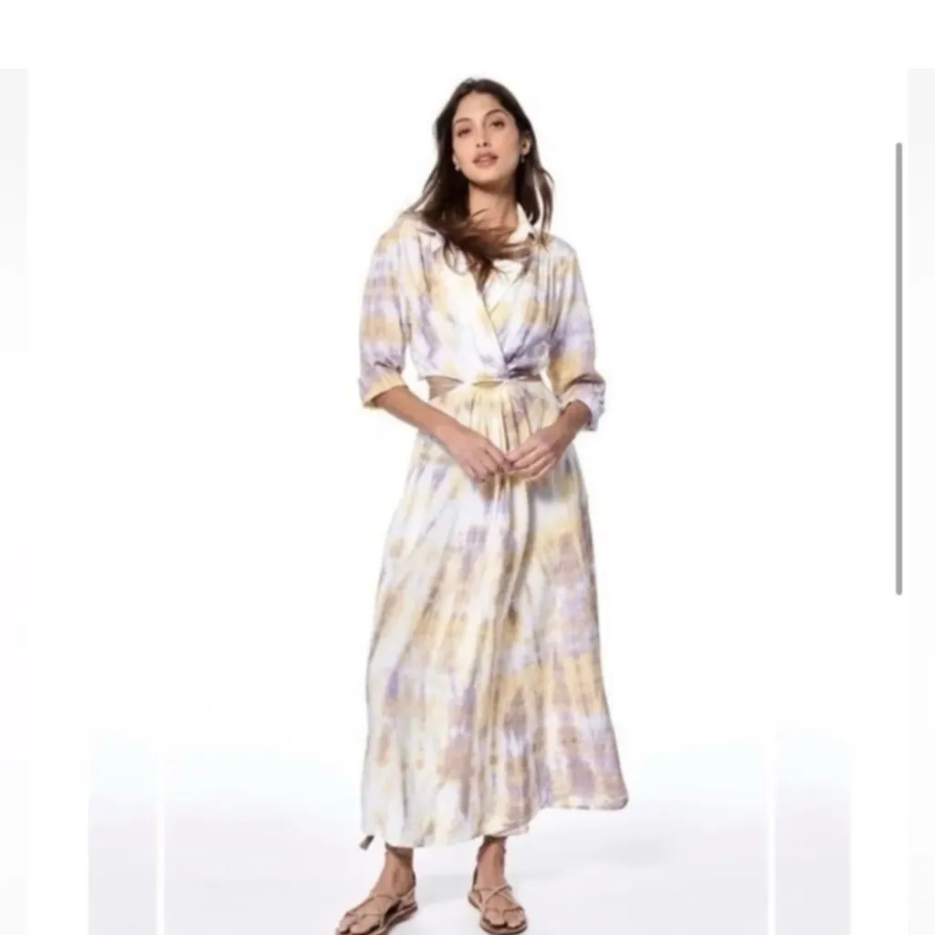 Young Fabulous & Broke Tie-Dye Maxi Dress in Cream and Purple - Image 3