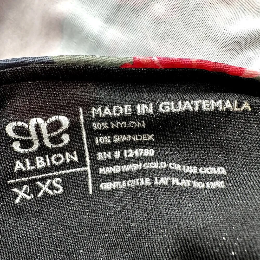 Albion Antigua Peplum Tankini Swim Top Padded Cross Strap Floral Black Red XXS - Image 4