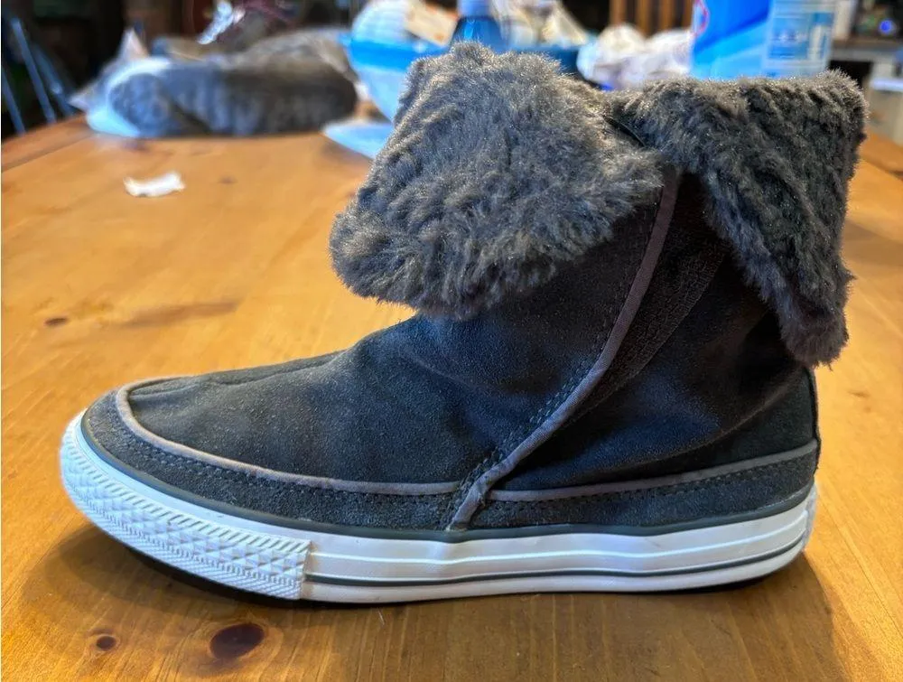 Converse All star womens Beverly faux fur winter boots gray 6 - Image 7