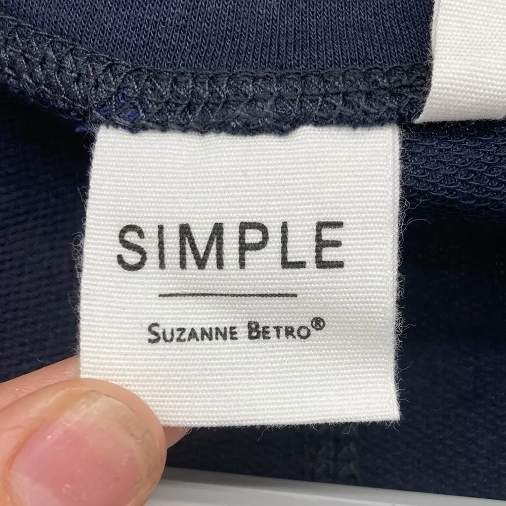 Simple Navy Blue oversized dolmen sleeve lagenlook minimalist neutral basic top Size XL - Image 3