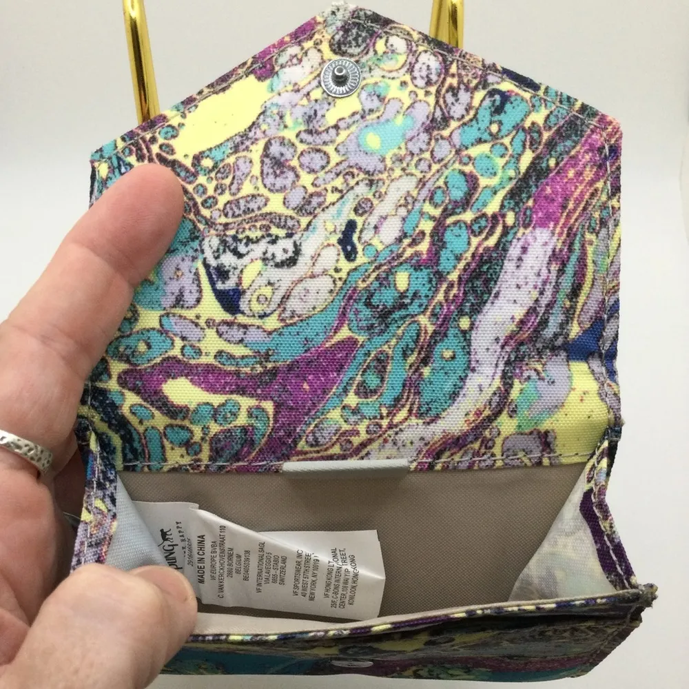 Kipling Rare  Multicolored Print Nylon Small Snap Envelope ID Wallet - Image 3
