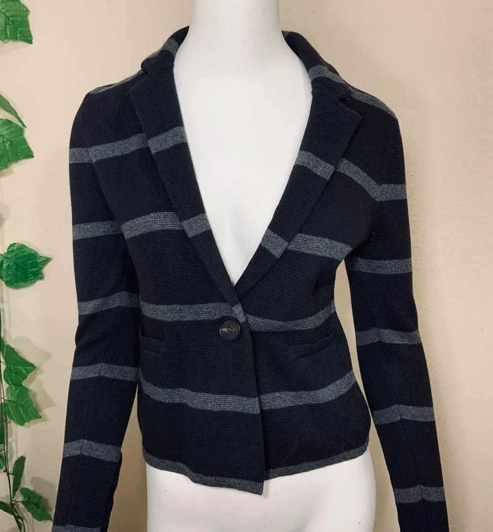 Gray Knit Striped Blazer Jacket New XXSP - Image 3