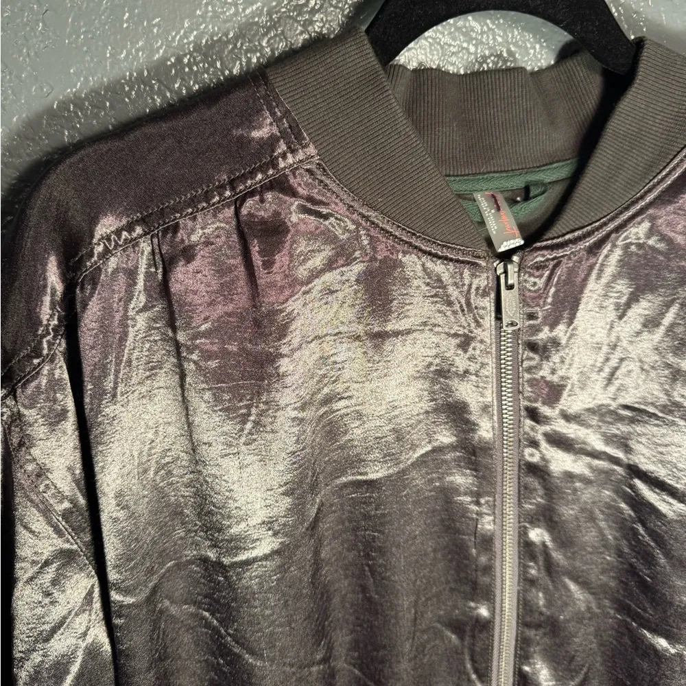 Free People Movement Womens Olive Green Bomber Knit Collared Jacket Size Medium - Image 3