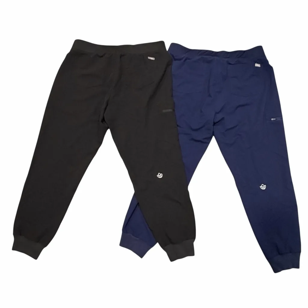 Figs Zamora Aya Healthcare Black & Navy Jogger Scrub Pants size Petite Large - Image 6