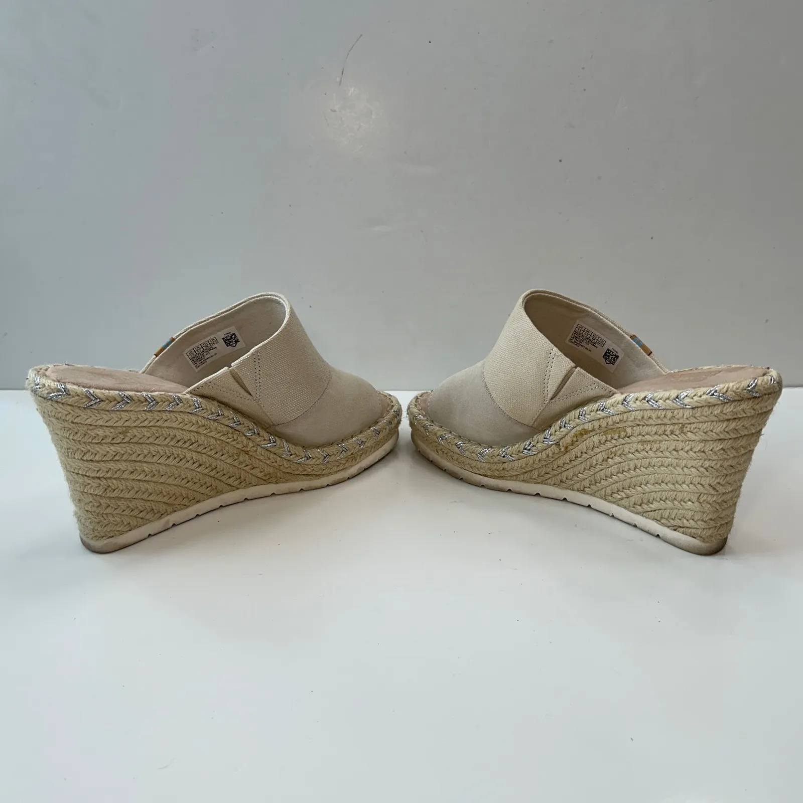 TOMS Espadrille Wedge Sandals Platform Slides Neutral‎ Casual Women's Size 7.5 - Image 9