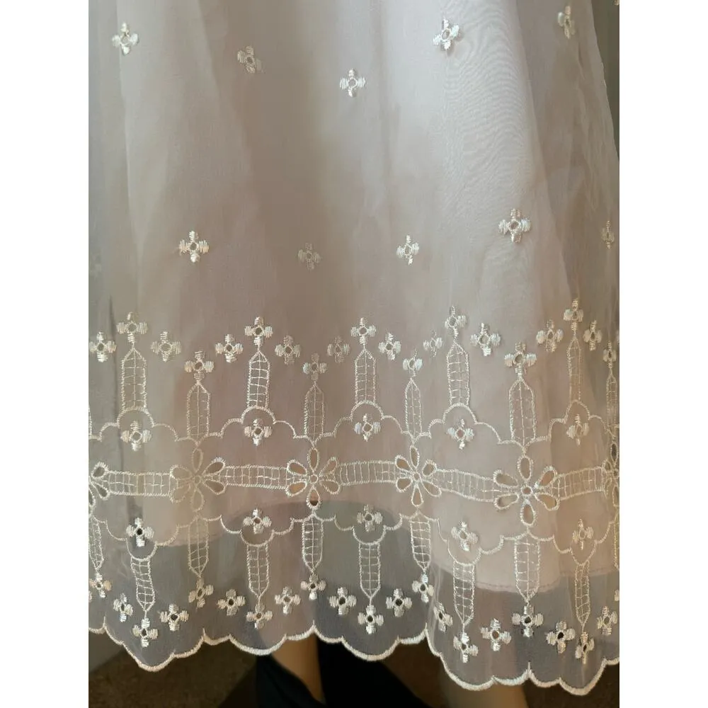 American vintage pink & white sheer eyelet bridesmaid prom maxi dress size Small - Image 9