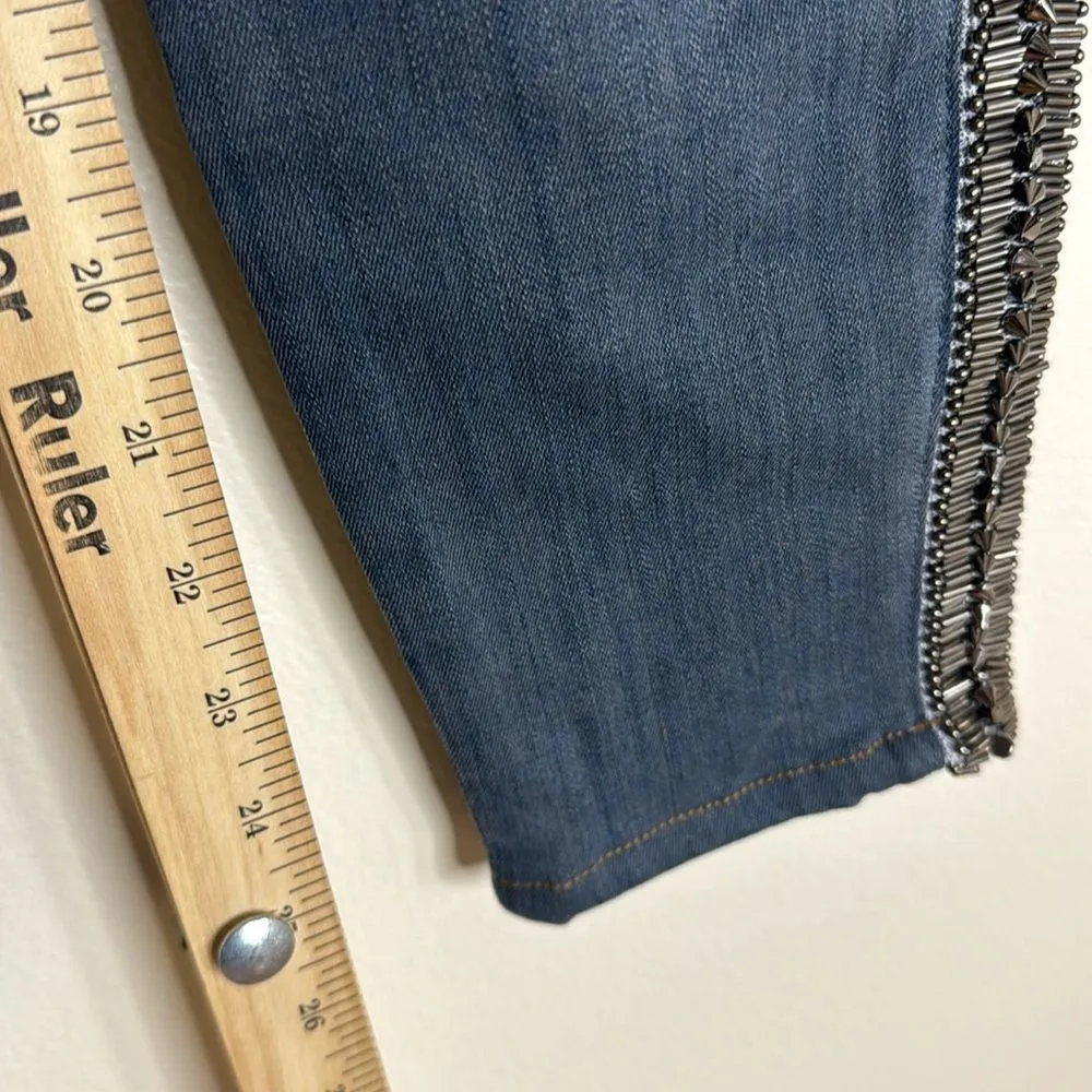 HUDSON Luna Embellished Studded Crop Super Skinny Leg denim jeans size 28 - Image 11