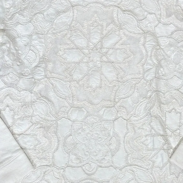 Roberto Cavalli White Lace Embellished Crewneck Sweatshirt Top Size 44 US 10 - Image 3