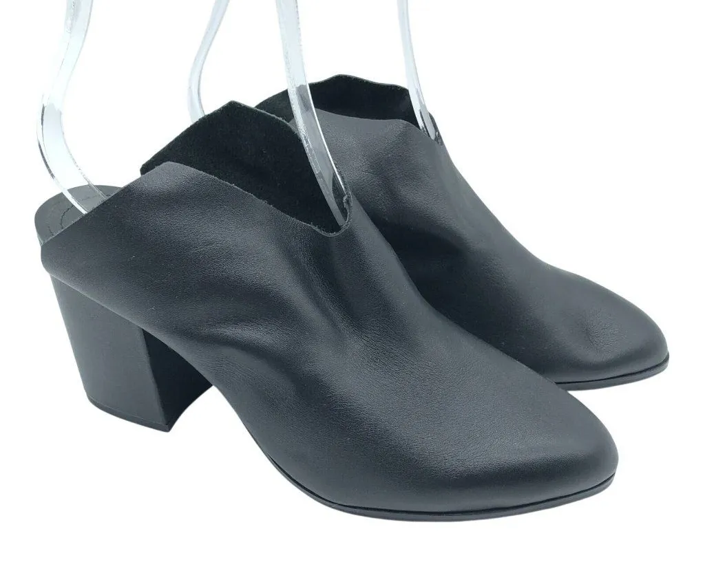 Kelsi Dagger Womens Mules Block Heel Leather Slip On Pointed Toe Black Size 9 - Image 1