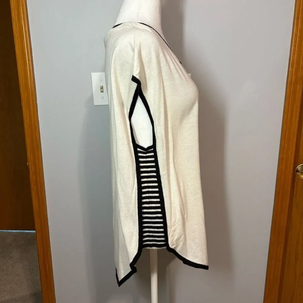 In Cashmere whisper white black stripes cap sleeve lightweight sweater size XL N - Image 2