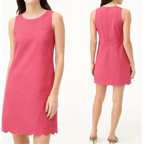NWT J Crew Basketweave scallop-edge dress Sz 0 lining ripped - Image 2