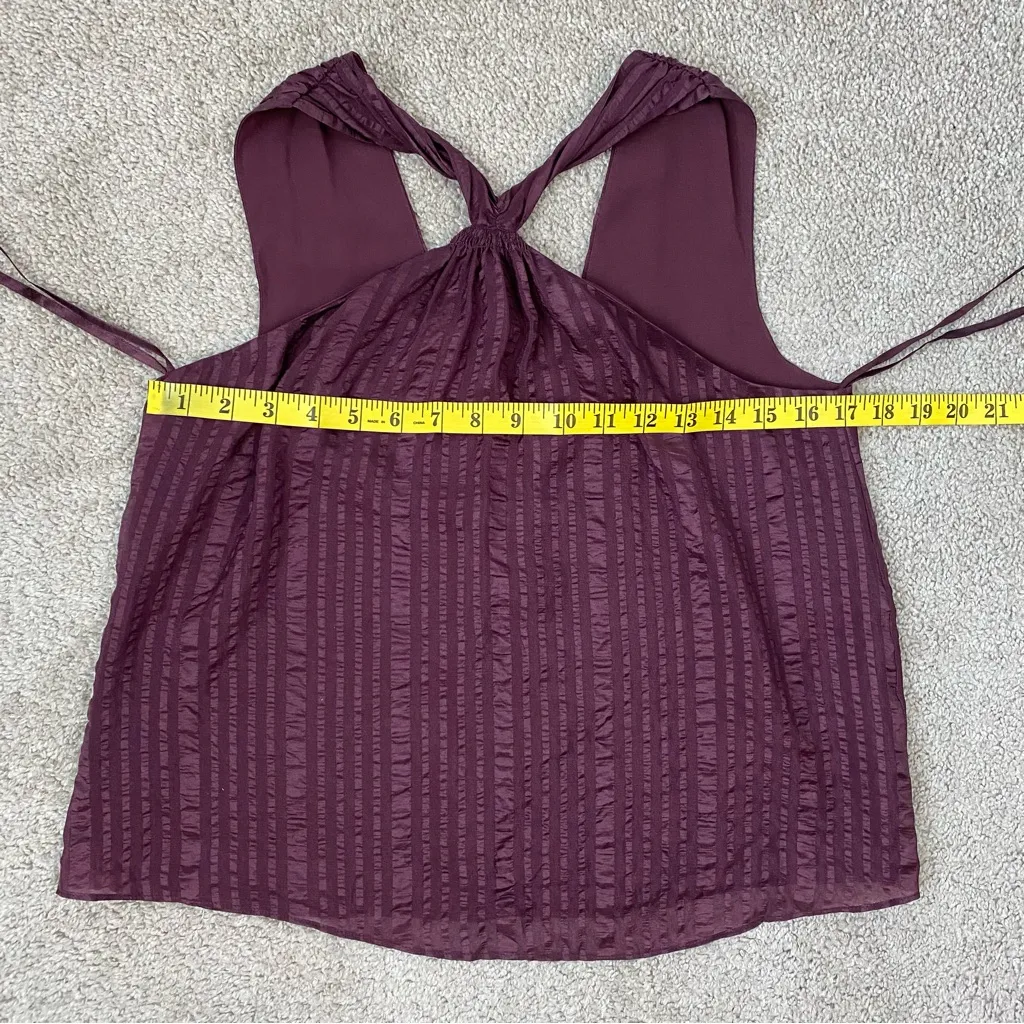 Frame Draped Textured Silk Halter Top‎ Cabernet XS - Image 8