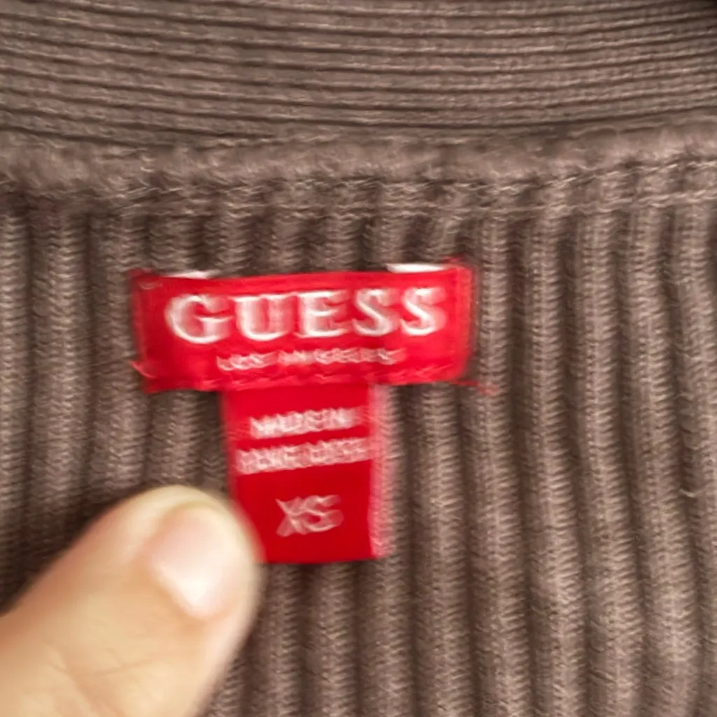 Guess Taupe Lace-Up Ribbed V-Neck Long Sleeve Pullover Sweater Top XS - Image 8