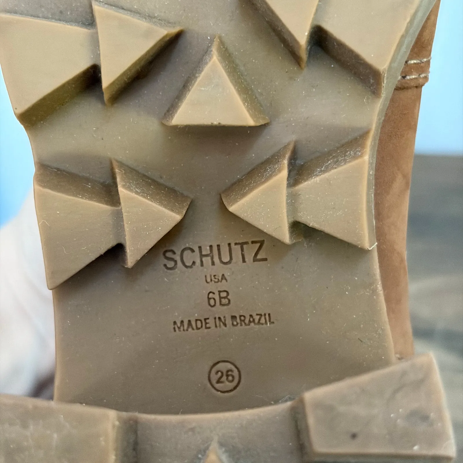 SHUTZ Zayane Chunky Brown Size 6 Combat Suede‎ Heeled Boots Lace Up Zip - Image 7