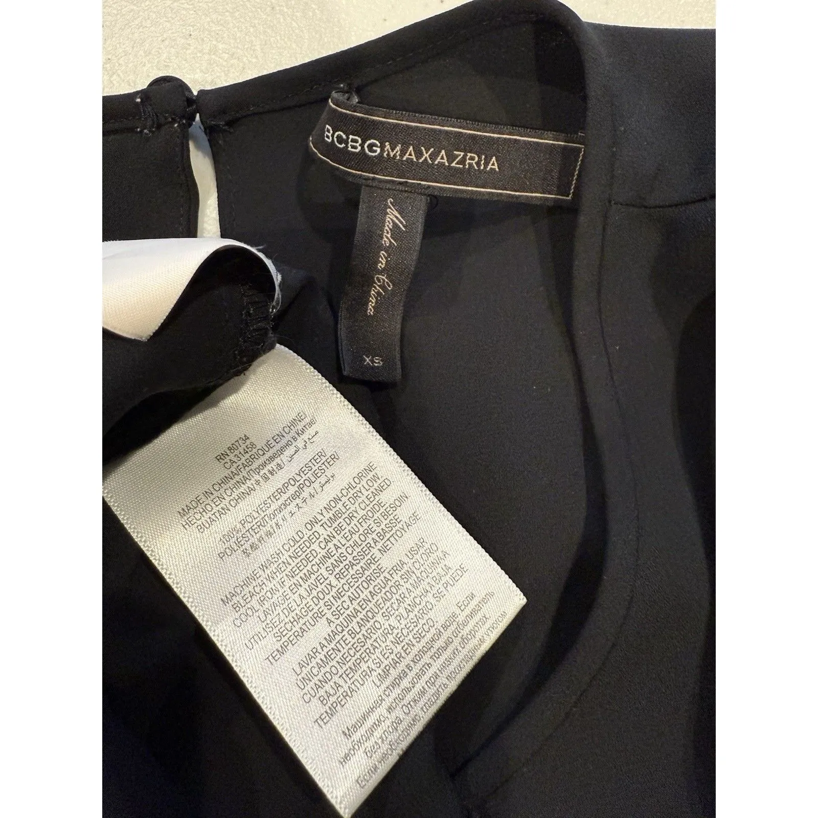 BCBGMAXAZRIA Top Womens XS Black Sheer Lightweight Workwear Academia Punk Grunge - Image 3