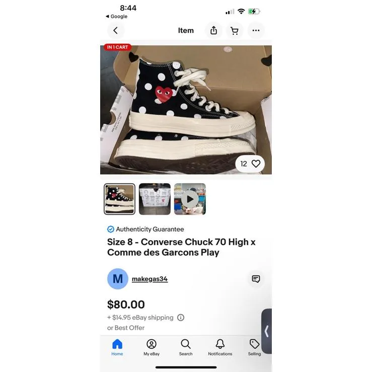 Comme des Garçons PLAY CdG Play x Converse High-Top Sneakers - Image 9