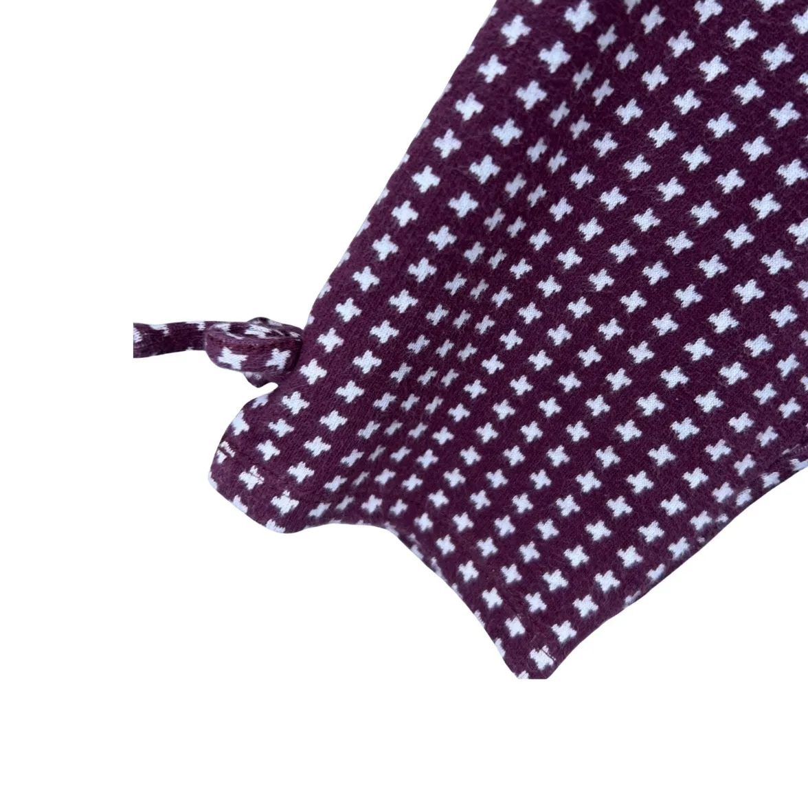 Talbots Womens Sweater Size L Maroon Houndstooth‎ 3/4 Sleeve Thick Cotton Knit - Image 6