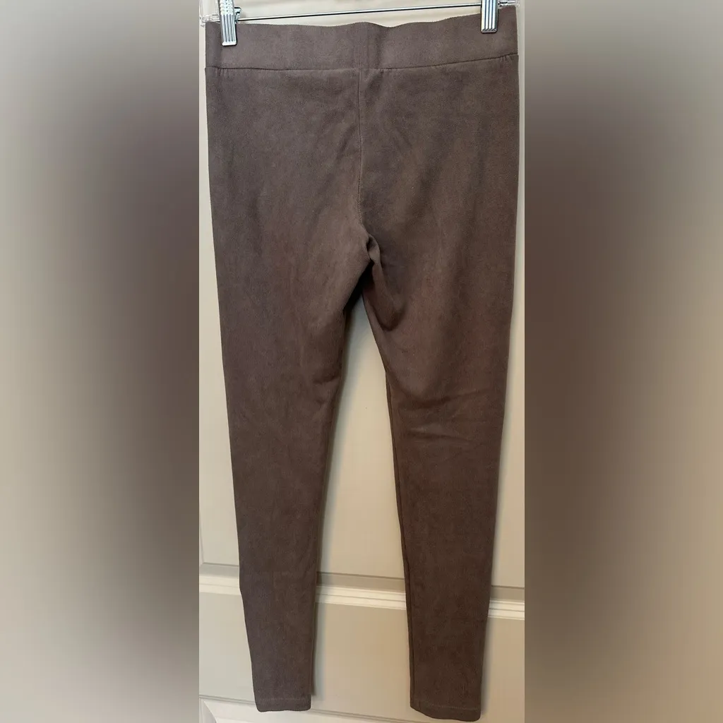 Olivaceous Taupe Faux Suede Ankle Zip Leggings Women's Sz Small - Image 2