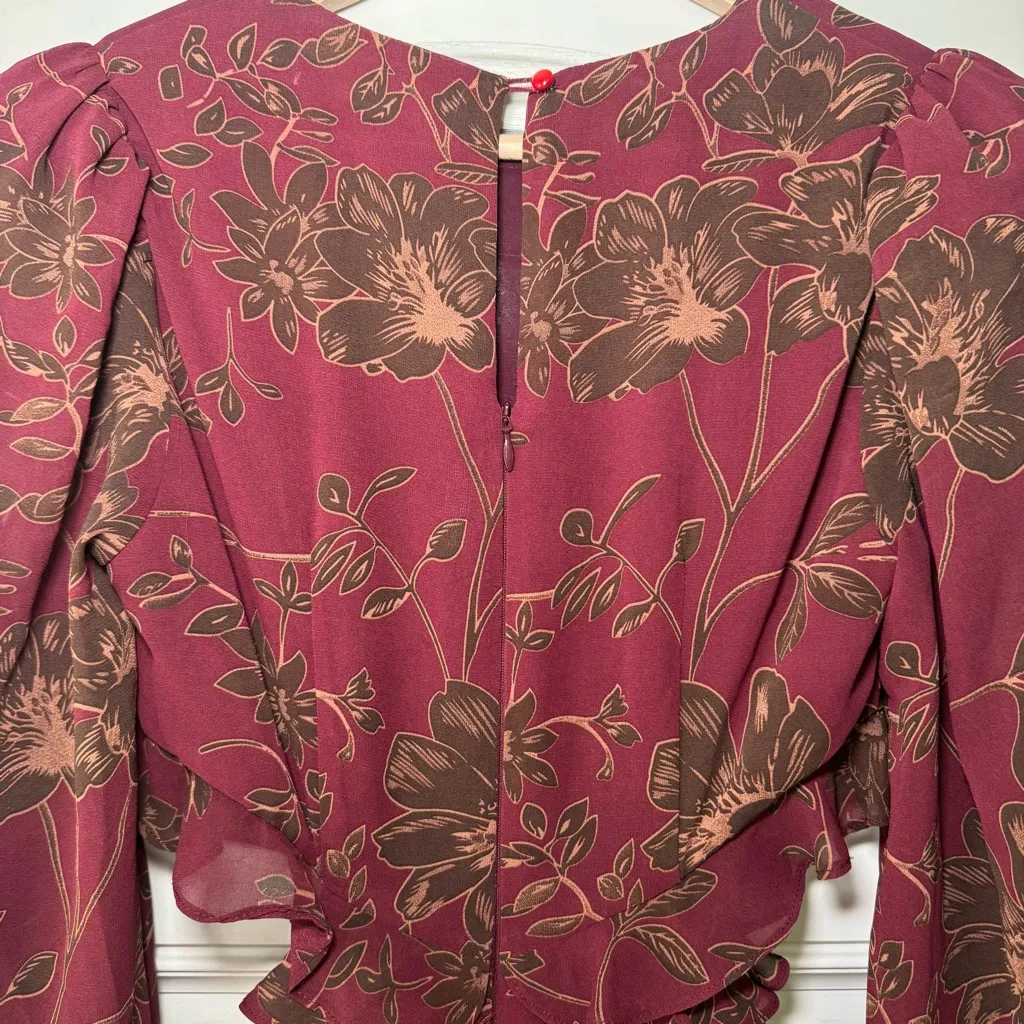 ASTR The Label Biella Floral Print Long Sleeve Keyhole Maxi Dress Sz XS - Image 9