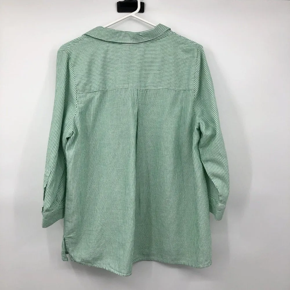 Christopher Banks Blouse Womens X Used Green Striped - Image 2
