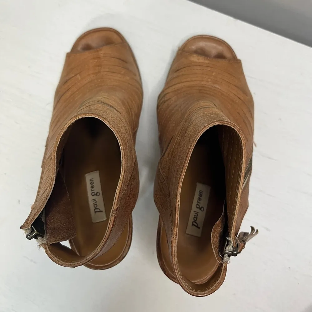 Paul Green Cayanne Peep Toe Nougat Leather Sandal Size 5.5 - Image 7