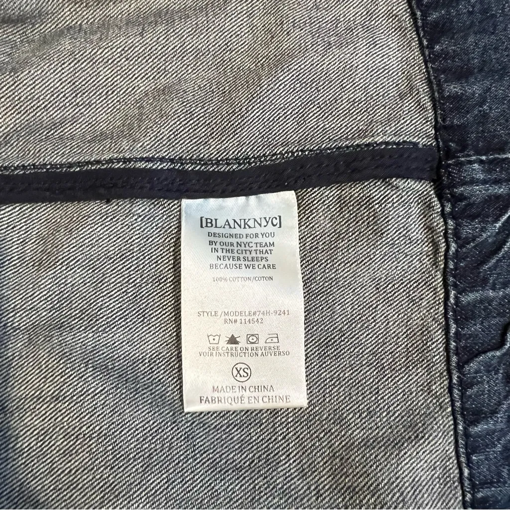 Women's Blank NYC Navy Blue Denim Belted Trench Coat Double Breasted Jacket XS - Image 6