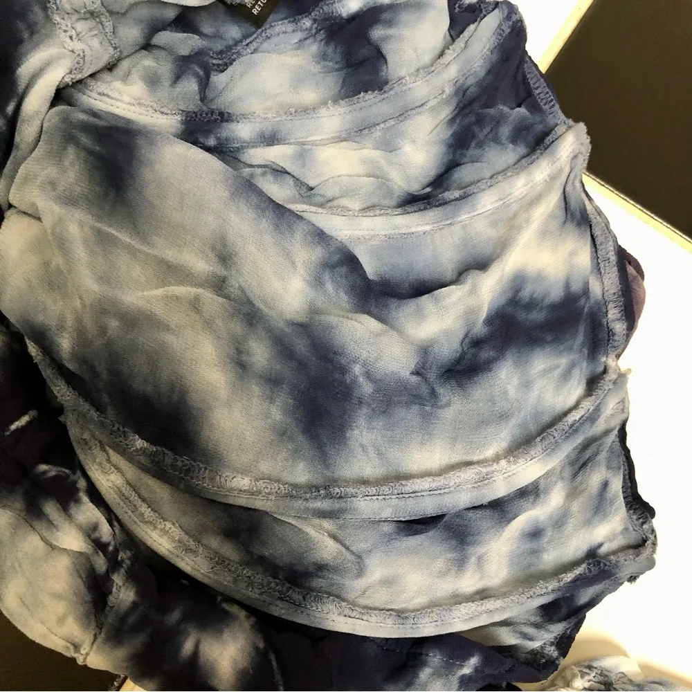 Miaou Tie Dye Blue & White Madeline Crop Top Boned Bodice Corset Bustier sz L Size L - Image 12