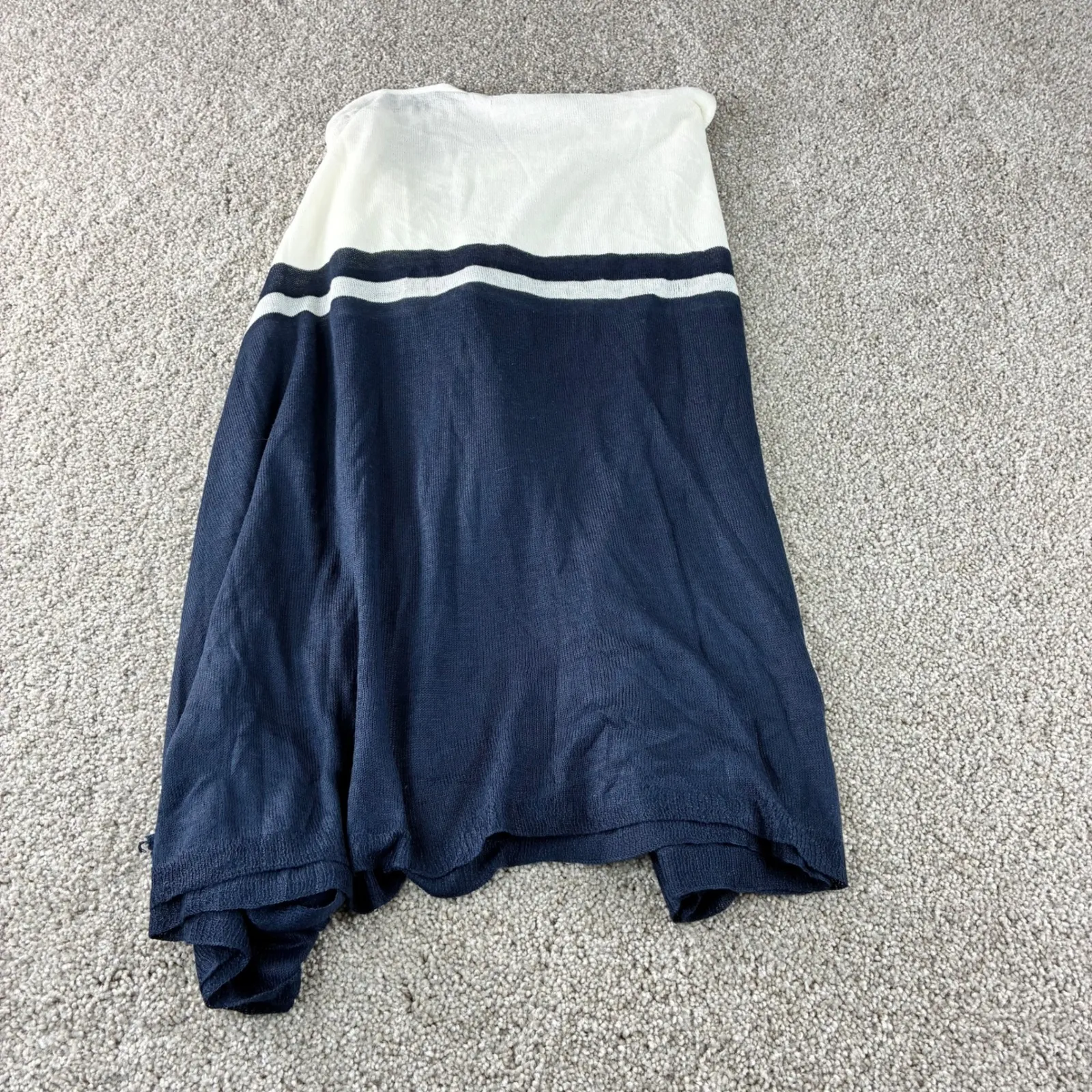 Lauren Ralph Lauren Cover Up Poncho Sweater Acrylic Blue White‎ Stripe OSFM - Image 7