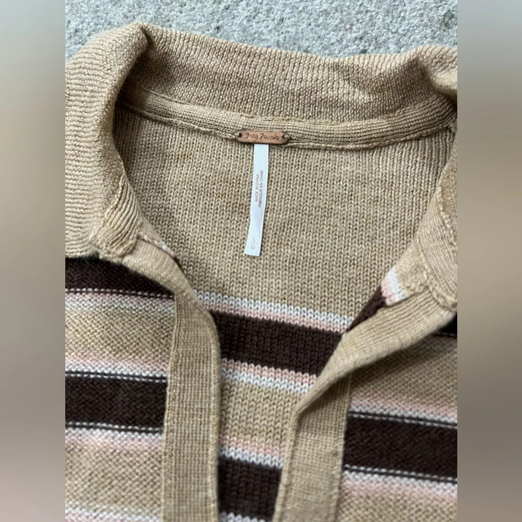 Free People 100% Marino wool Striped Brown and Tan Sweater XL - Image 6
