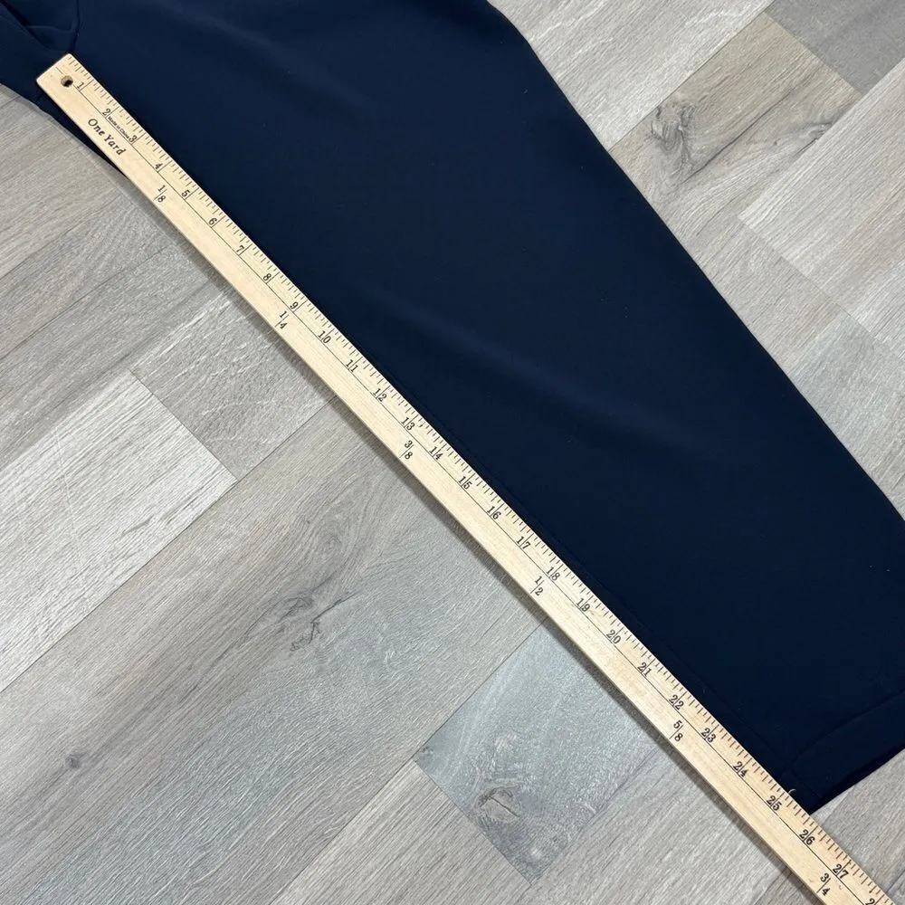 J. Crew Elastic Waist Cuffed Drapey Crop Pants Navy Blue 4 Pull On - Image 10