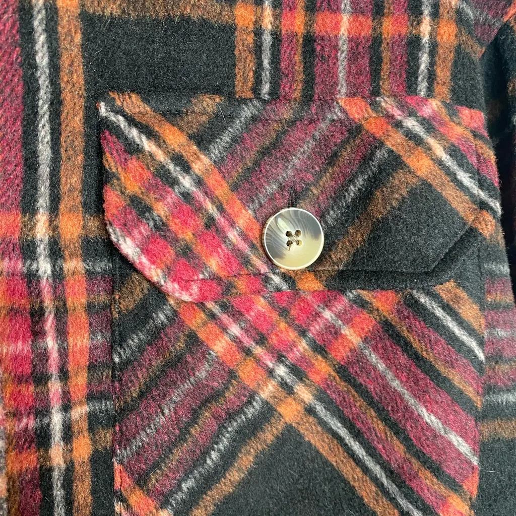 Wool Blend Oversized Plaid Shacket Jacket in XS - Image 9