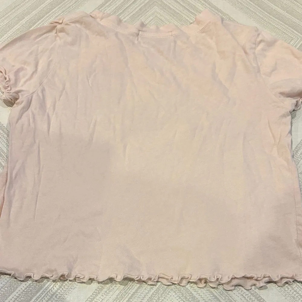 Wildfox Women’s Blush Tee with White Stars Ruffled Edges Size Small - Image 8