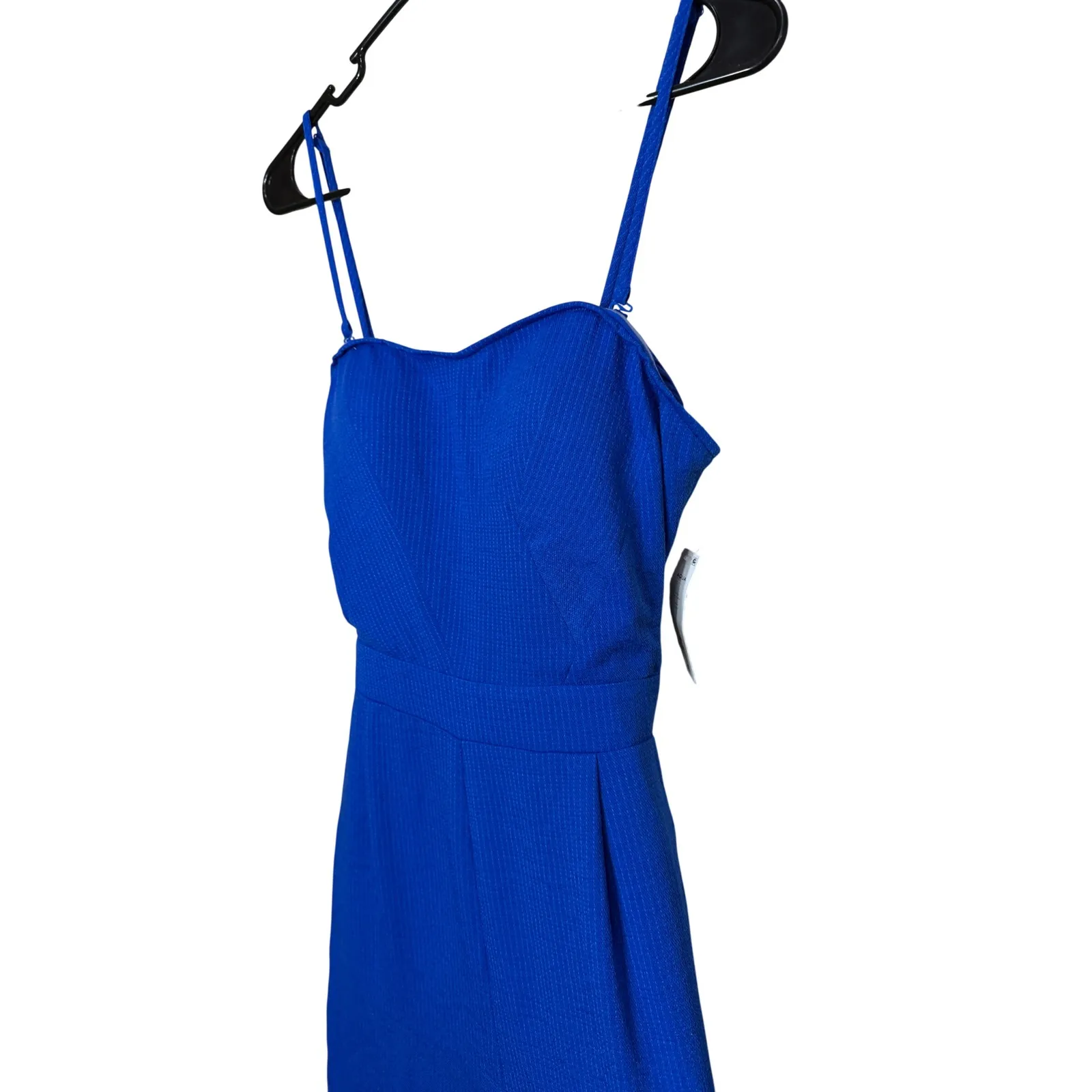 AQUA Cobalt Blue Ribbed Wide Leg Jumpsuit Spaghetti Straps Belted Size L - Image 3