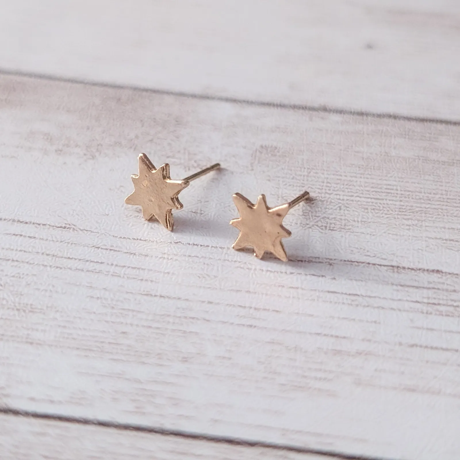 Starburst Gold Tone Stud Earrings - Image 5