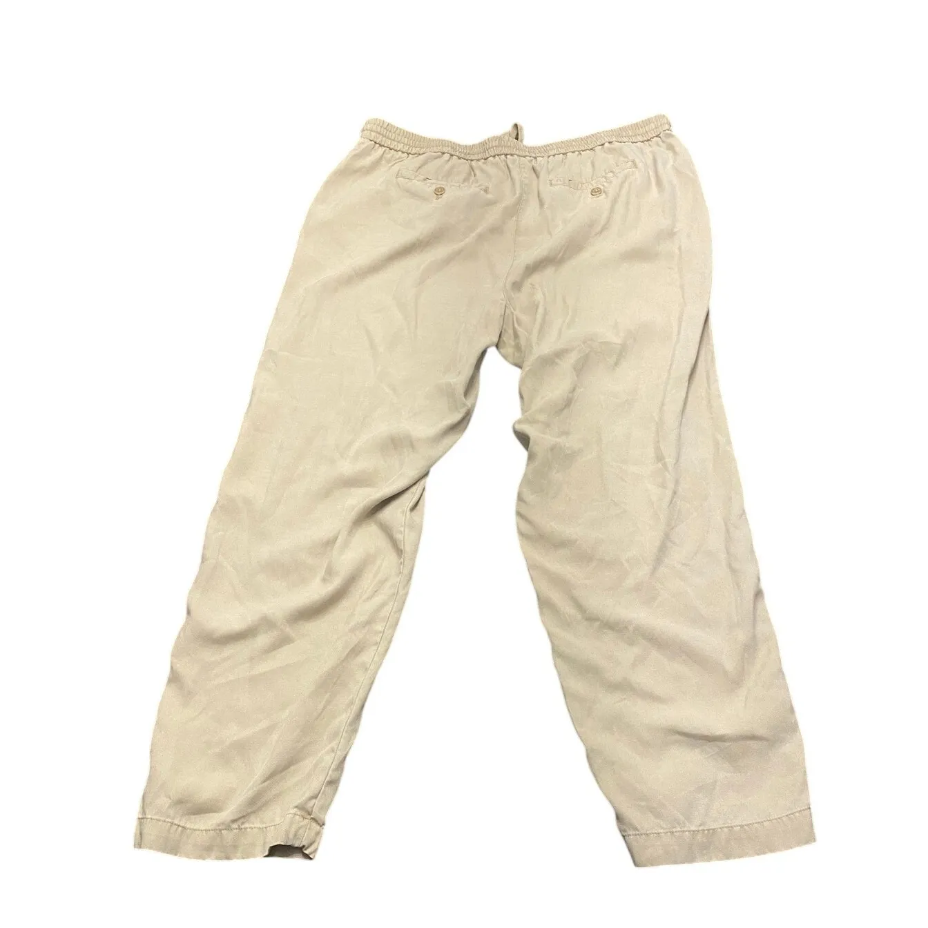 Talbots Easy Drawstring Pants XL Beige Lyocell Pull-On Relaxed Fit Elastic Waist - Image 2