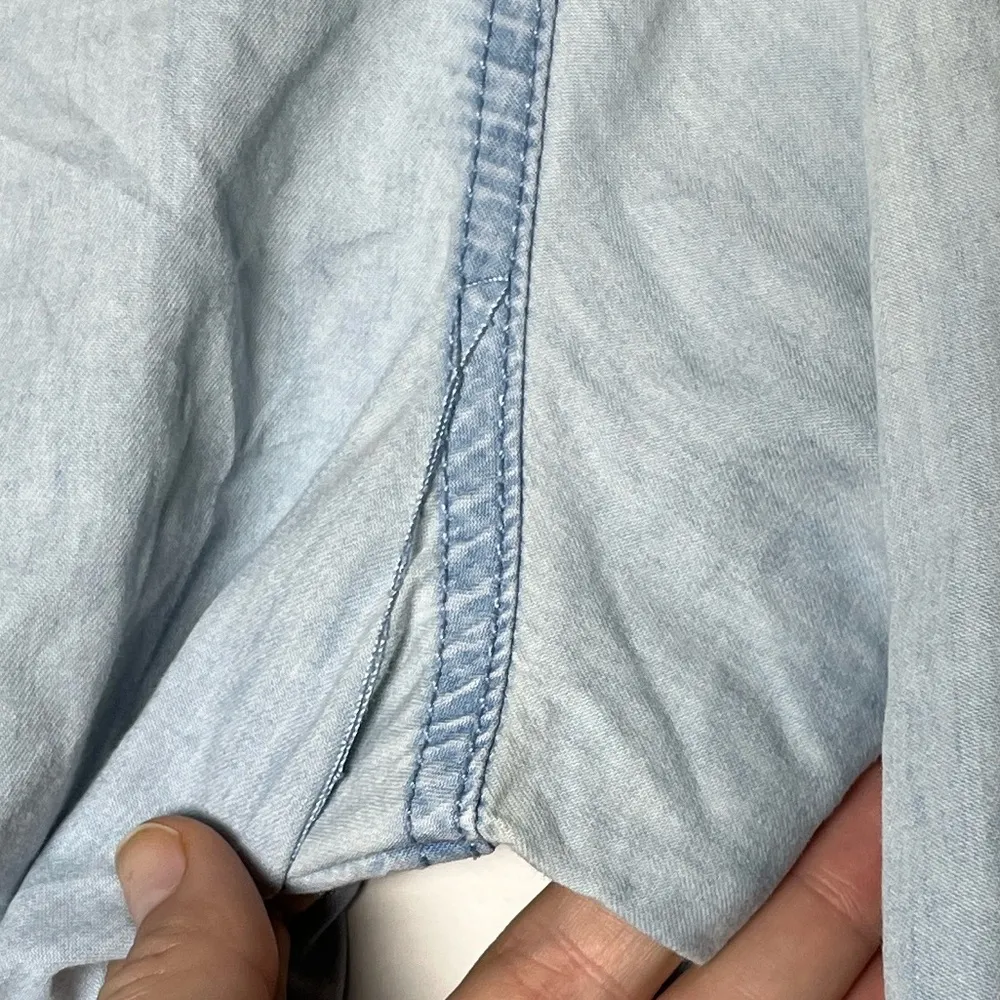 Kenzo Jeans Light Wash Denim Button Down Shirt Sz S Western 90s Streetwear Blue - Image 13