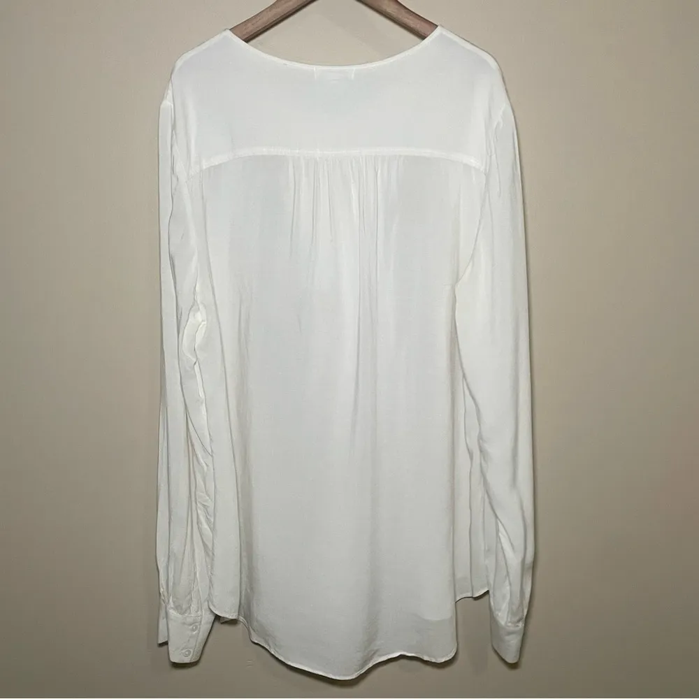 Sundance Eloquence Shirt Womens Size Medium White Long Sleeve Ruffle Button Down - Image 2