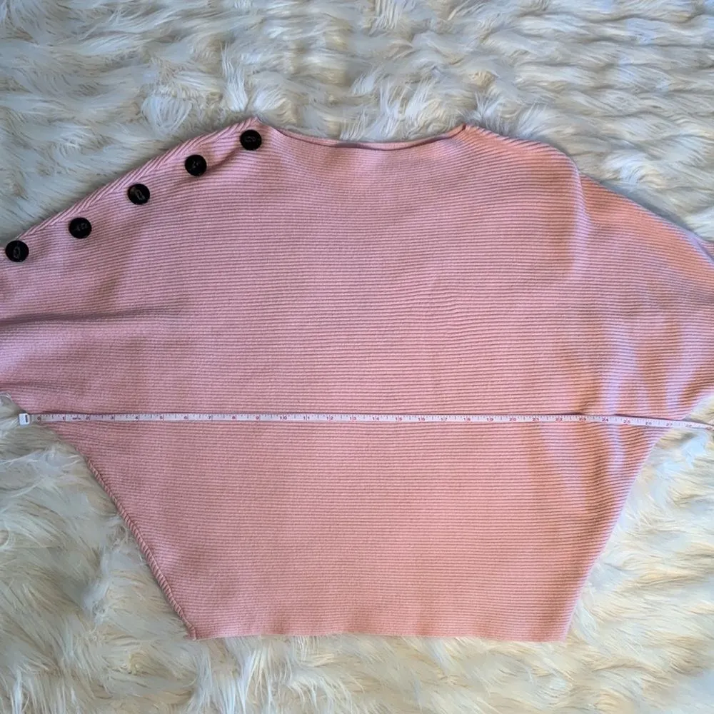 Philosophy Pink Ribbed Doman Sleeve Sweater with Button Detail Size Medium - Image 8