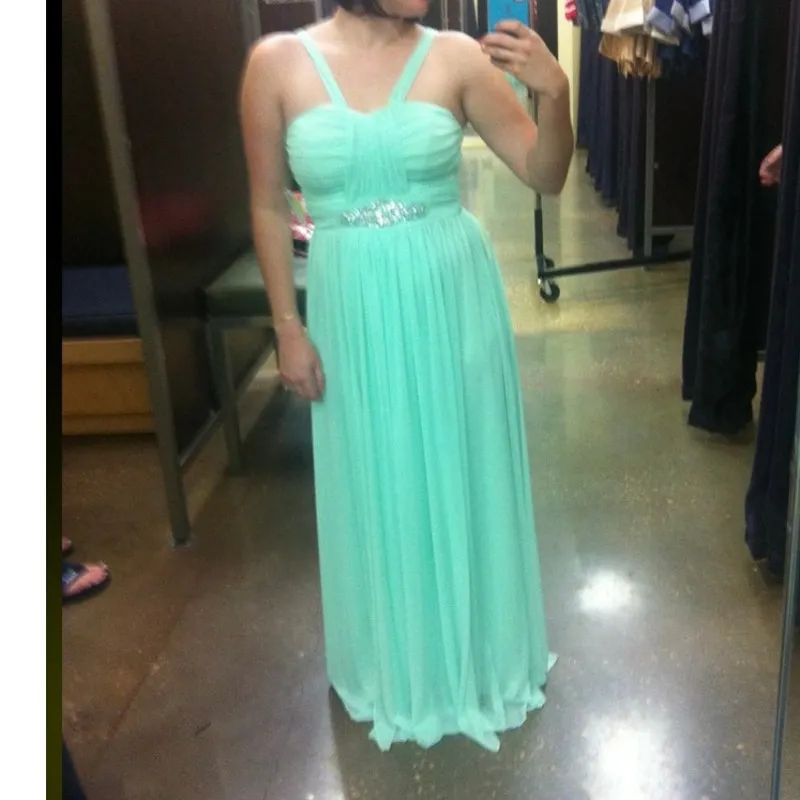 Windsor Sea Foam/ Mint Green Gem Embellished Ruched Grecian Formal Dress M or L - Image 3