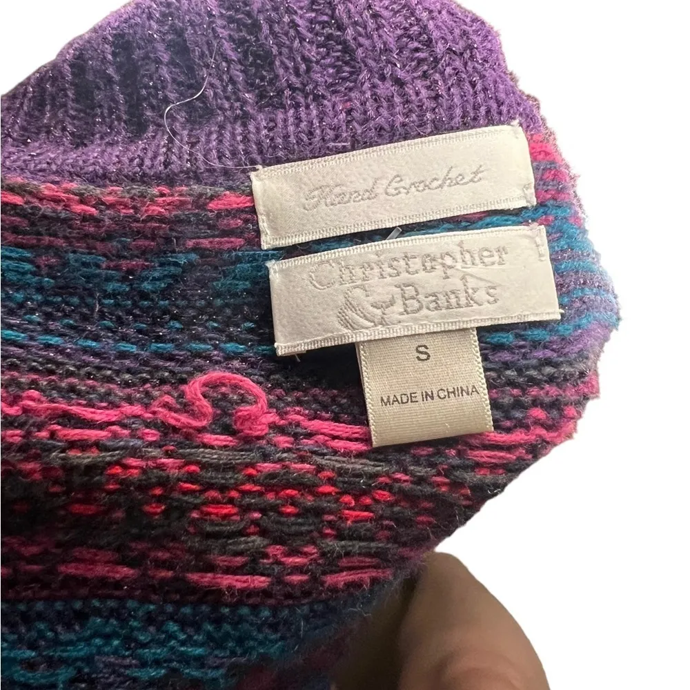 Vintage Fair Isle Hand-Crochet Y2K Long-Line Cardigan Small Quirky - Image 5