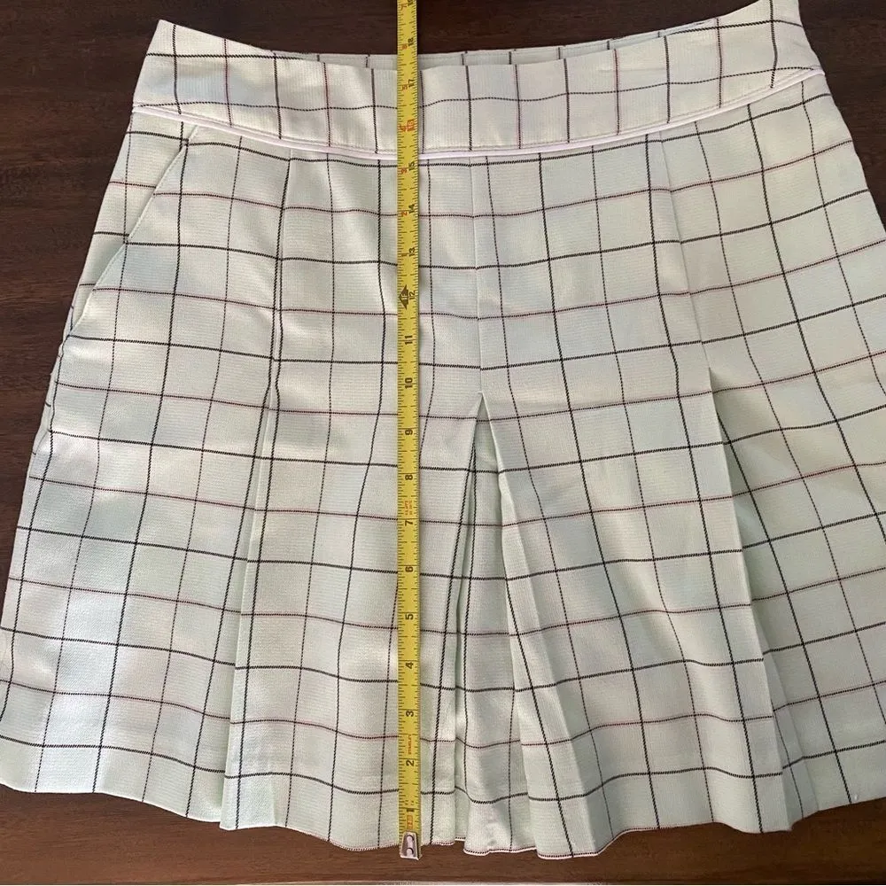 IZOD Vintage  XFG Cool FX Mint Green Plaid Pleated Golf Skort - Image 8